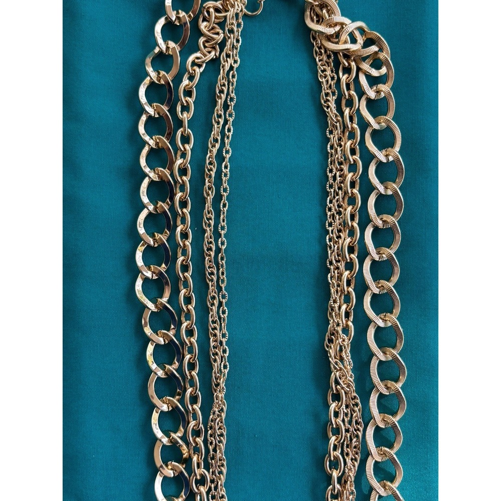 Women's Gold Toned 4 Layer Link Chain Necklace - Picture 4 of 4